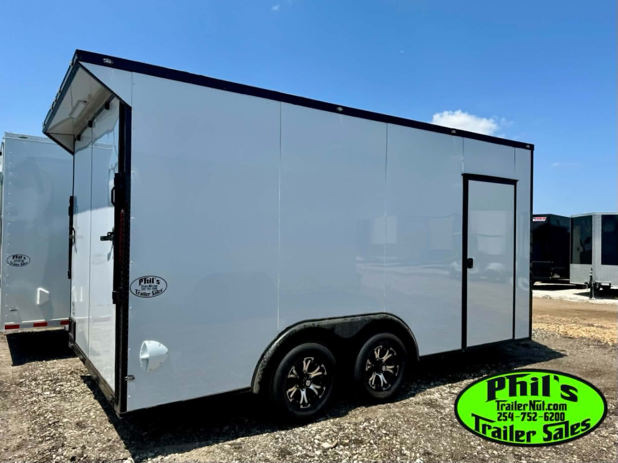 8.5X16 BLACKOUT TRAILER Cargo / Enclosed Trailer REAR WING UPGRADED .080 EXTERIOR