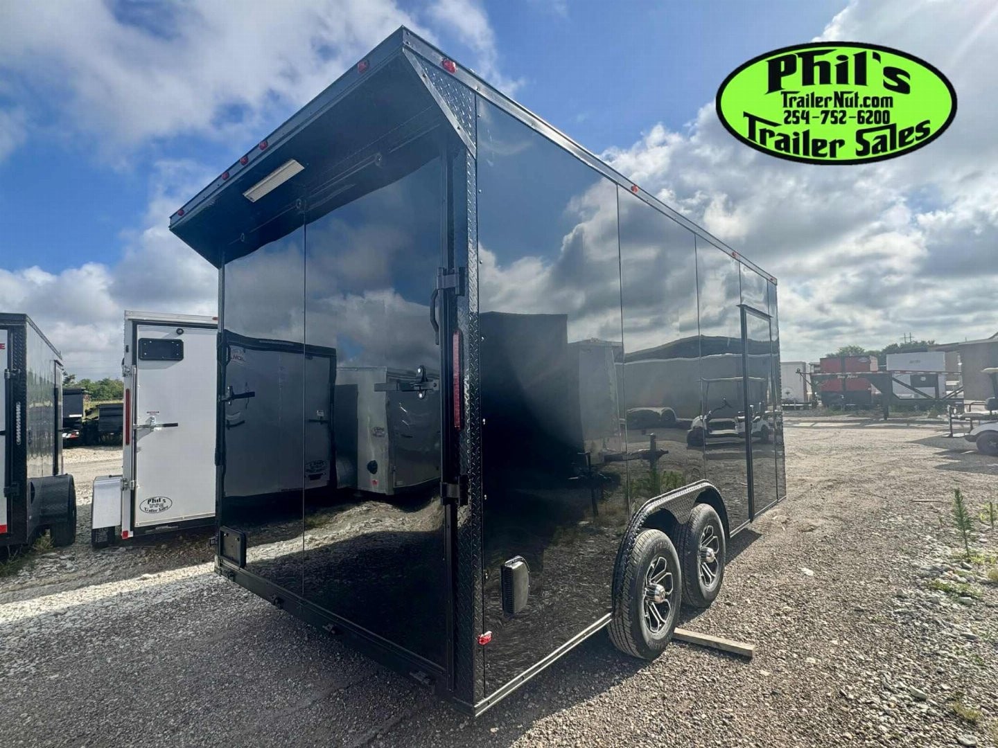 8.5X16 BLACKOUT TRAILER Cargo / Enclosed Trailer REAR WING UPGRADED .080 EXTERIOR
