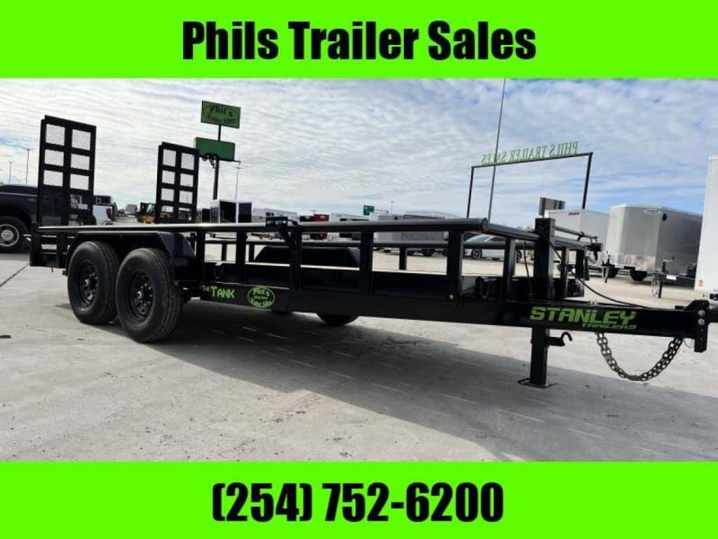 2026 Stanley Trailers 83X20 EQUIPMENT TRAILER in black, side profile view with open deck