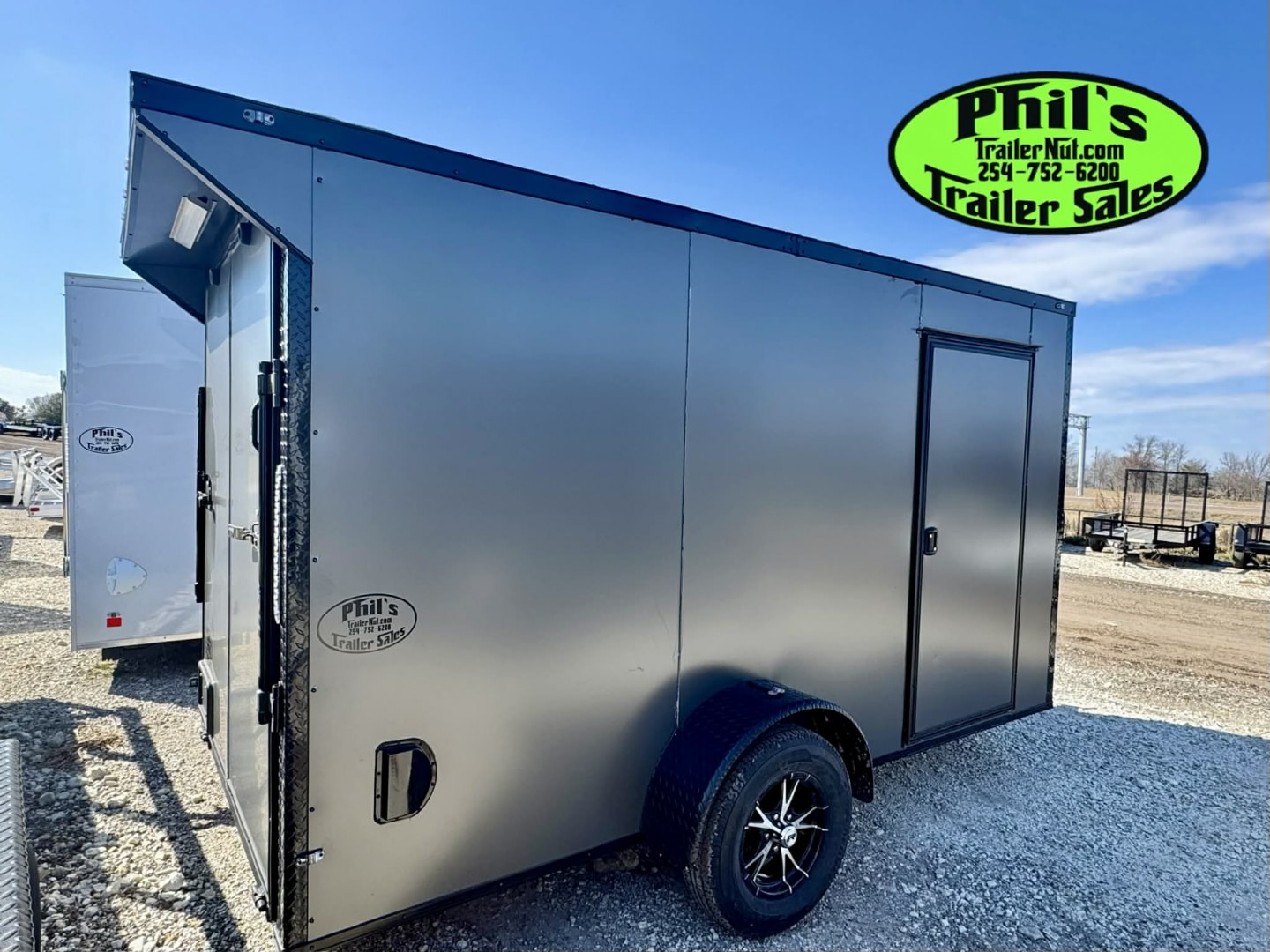 6X12 Cargo / Enclosed Trailer UPGRADED .080 SCREWLESS EXTERIOR, REAR WING & ALUMINUM WHEELS