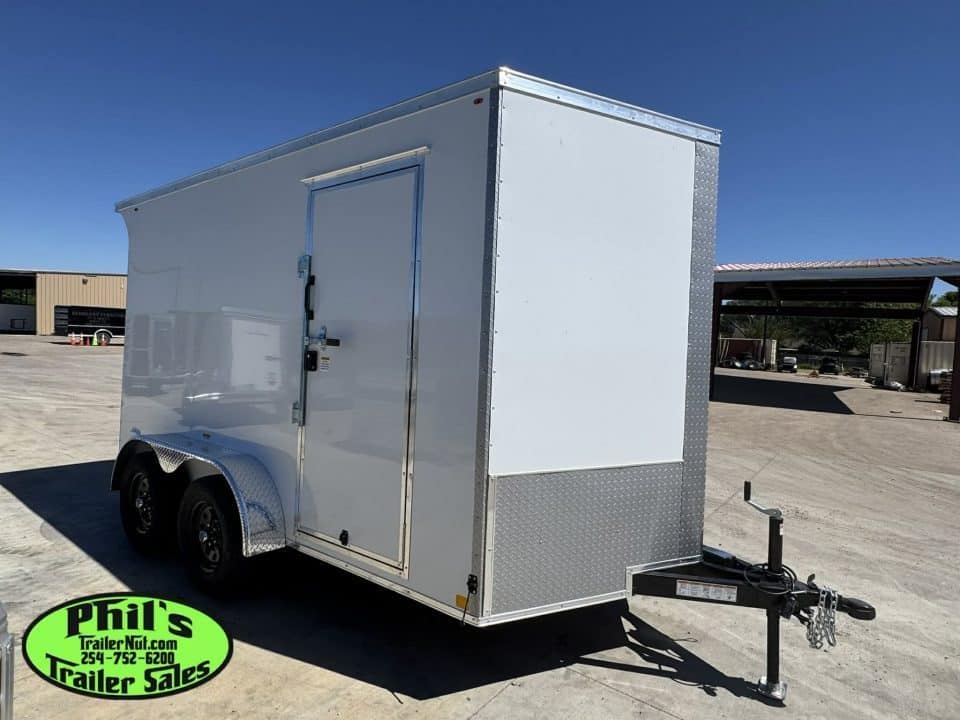 7X12 ENCLOSED TRAILER CARGO TRAILER DOUBLE DOORS Cargo / Enclosed Trailer SCREWLESS .080 EXTERIOR & REAR WING