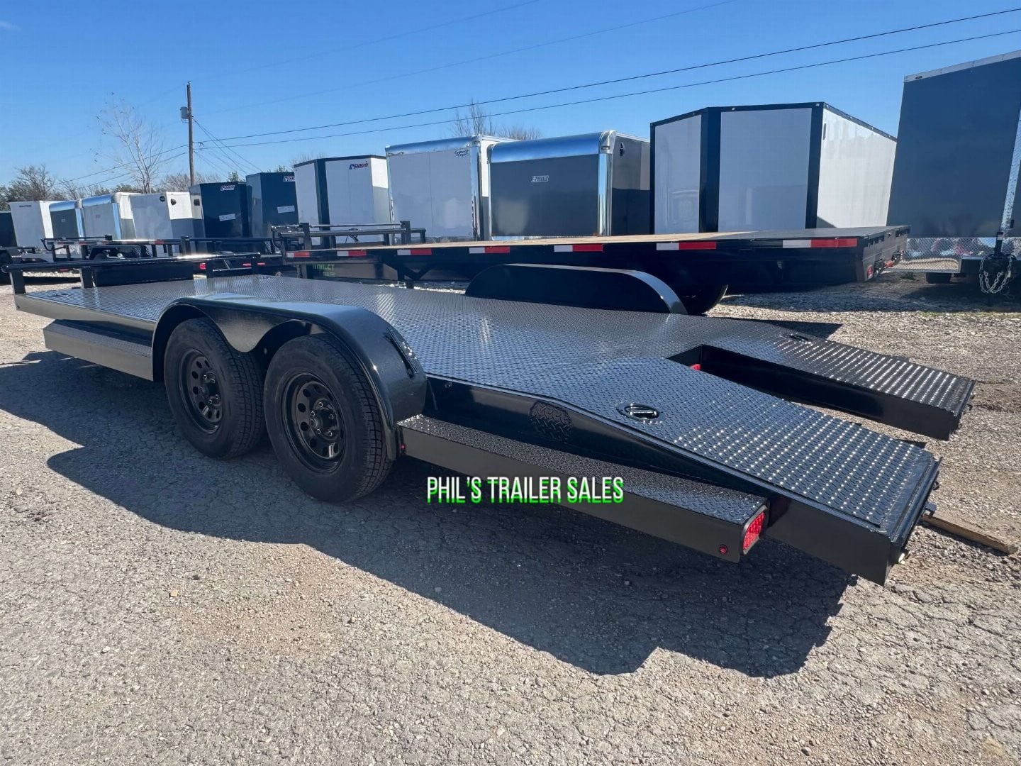 STANLEY TRAILERS 83X20 STEEL DECK OPEN CAR HAULER 83X20 Car Hauler SPLIT TAIL / TONGUE BOX / DEXTER AXLES