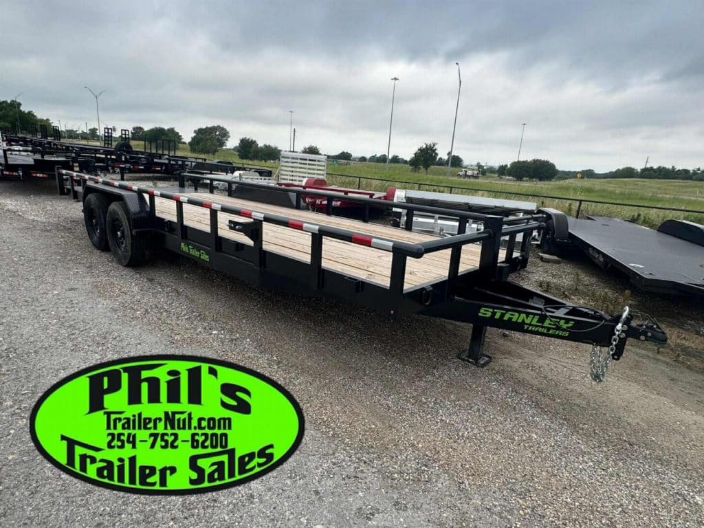 2026 Stanley Trailers 83X24 Equipment Trailer in black, side view showing open utility design.