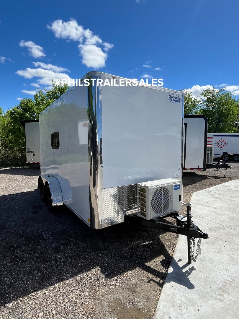 CONTINENTAL CARGO Crew trailer 7X14 DOG HOUSE Office Trailer BENCHES WITH STORAGE & MINI SPLIT!